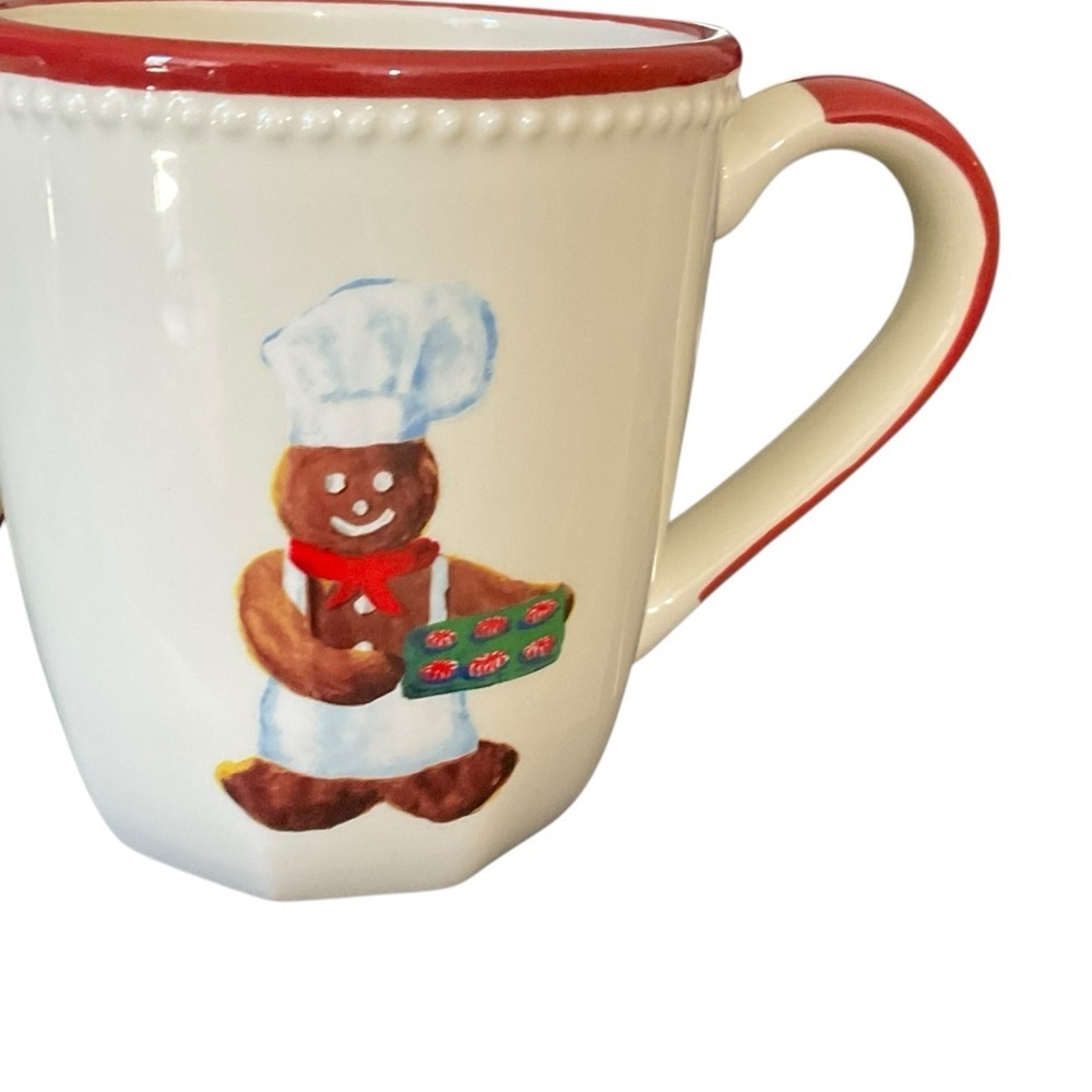 Williams Sonoma Gingerbread Chef Mugs Set of 4 Christmas Holiday 16 oz - Picture 6 of 9